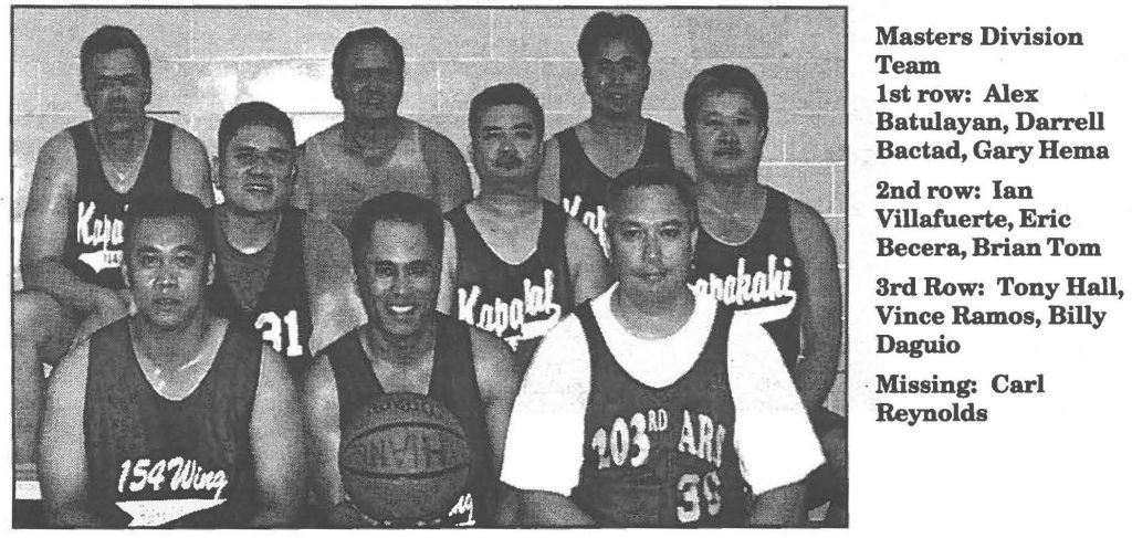 Masters Division Team 1st row: Alex Batulayan, Darrell Bactad, Gary Hema 2nd row: Ian Villafuerte, Eric Becera, Brian Tom 3rd Row: Tony Hall, Vince Ramos, Billy Daguio Missing: Carl Reynolds