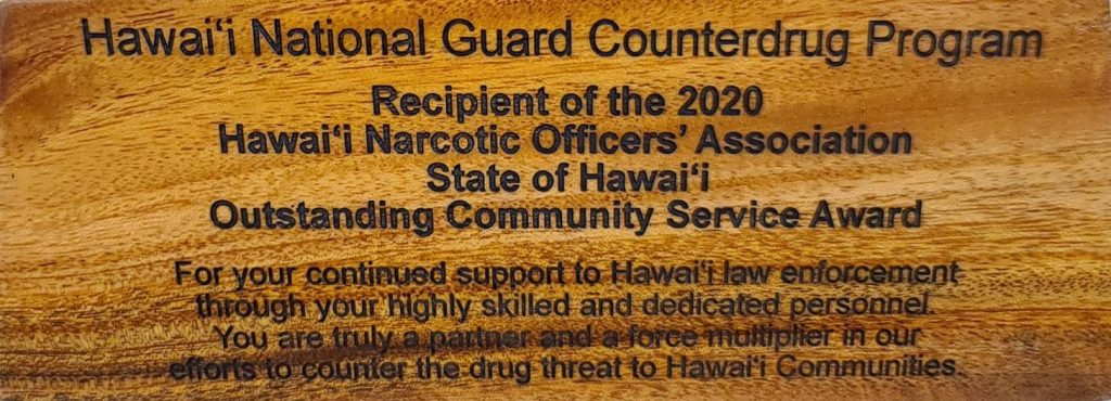 Hawaii National Guard Counterdrug Program Receives Award for Community Service