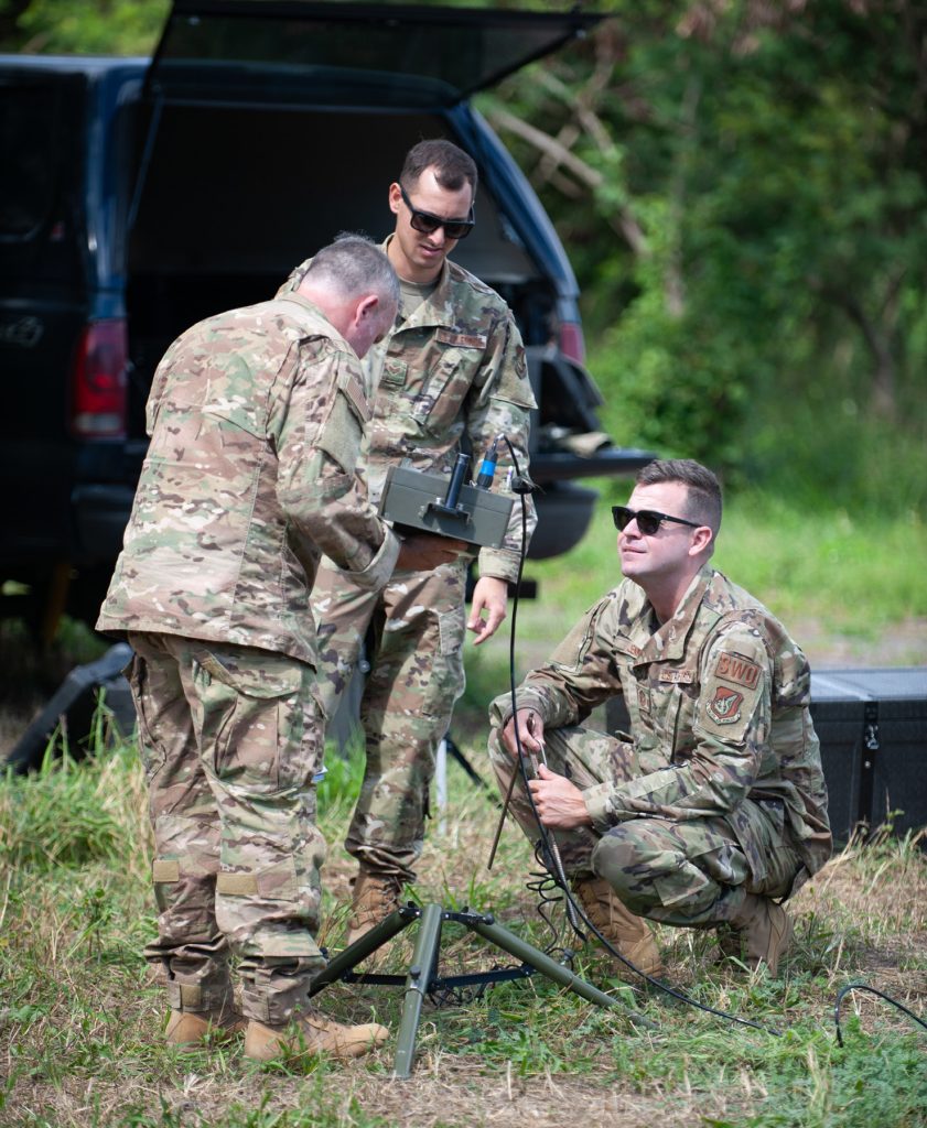 U.S. Air Force service members with the 199th Weather Flight, Hawai‘i Air National Guard, set up a TMQ-53 Tactical Meteorological Observing System during aero-medical evacuation exercises with the 126th and 189th Aviation Regiments of the Hawai‘i Army National Guard at Dillingham Airfield March 4, 2022. The TMQ-53 is a portable, automated weather station that can take observations in up to one-minute intervals, enabling flying missions from anywhere in the world. It collects weather data, that includes wind speed and direction, temperature, humidity, cloud height, precipitation and lightning. (U.S. Air Force photo by Senior Airman Robert Cabuco)