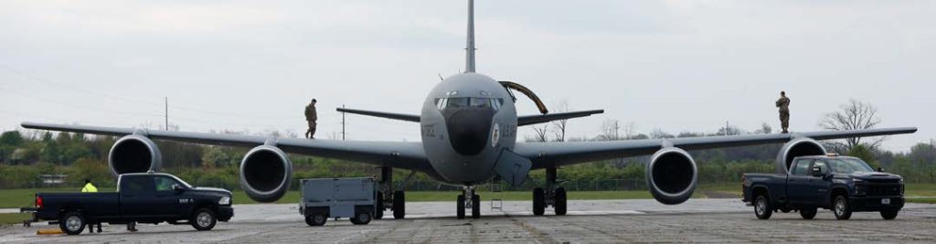KC-135R Stratotanker, serial number 60-0329, arrived at the National Museum of the U.S. Air Force on April 30, 2022 to become a part of the museum’s permanent collection at Wright-Patterson Air Force Base in Dayton, Ohio. The jet was delivered from the 154th Hawai‘i Air National Guard Wing. In 1967, the crew of this tanker was awarded the MacKay Trophy for the most meritorious flight of the year after it refueled six U.S. Navy aircraft that were dangerously low on fuel. The flight included a brief tri-level refueling two of the Navy aircraft and additional refueling of two Air Force fighters. The Stratotanker will be on display in the museum’s Air Park in July. (U.S. Air Force Photo by Ty Greenlees)
