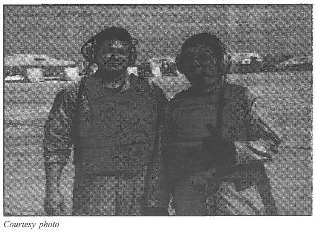 Above - Master Sgt. Eric Daido and Tech. Sgt. Lester Hirano await their next flight with the 62nd Airlift Wing as they continue flying missions in and out of lraq.