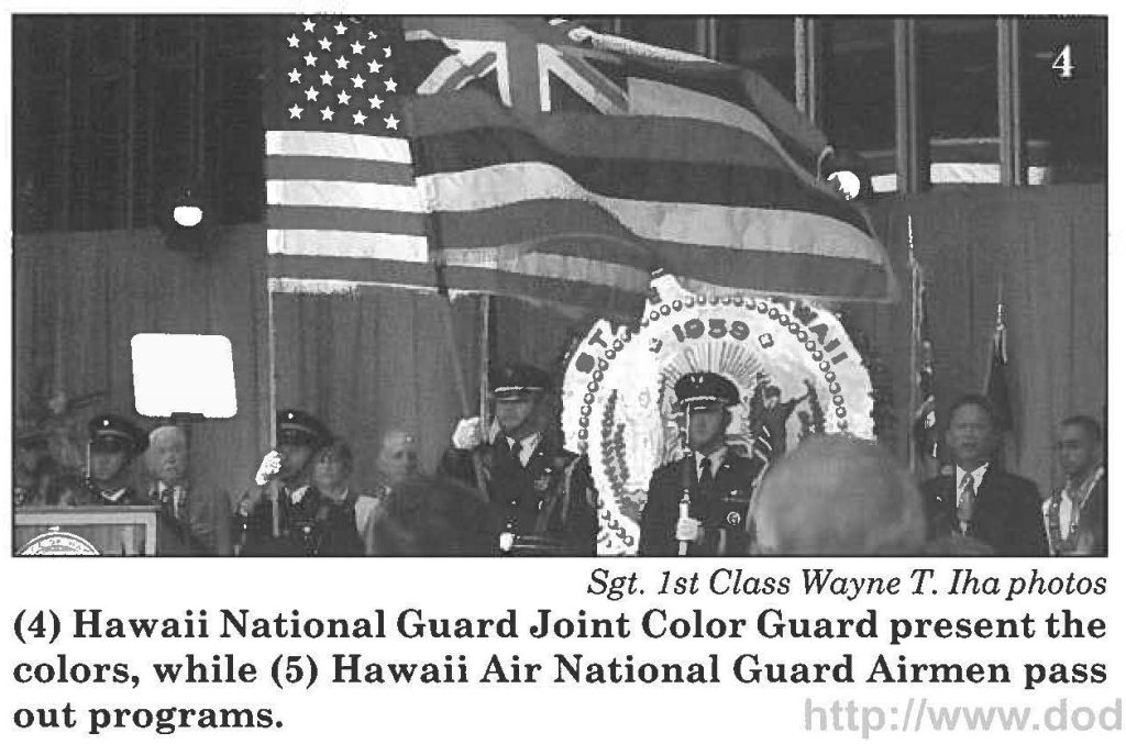Hawaii National Guard Joint Color Guard present the colors