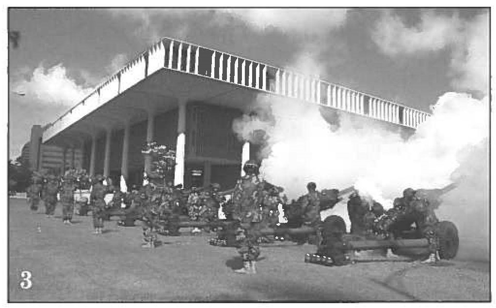 Battery B, 1st Battalion, 487th Field Artillery, contributes to the inaugural celebration.