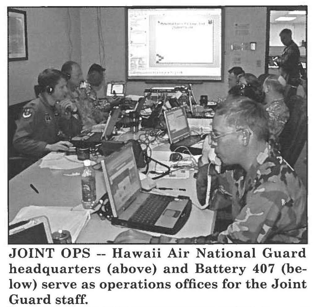 JOINT OPS -- Hawaii Air National Guard headquarters serve as operations offices for the Joint Guard staff.