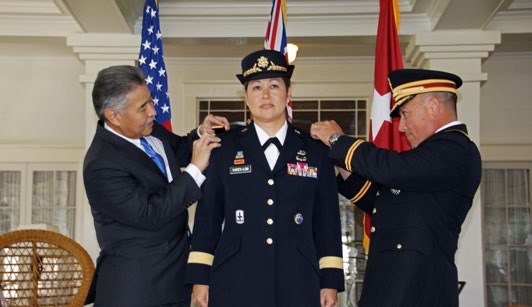 Rare double-pinning ceremony, Hawaii Army National Guard
