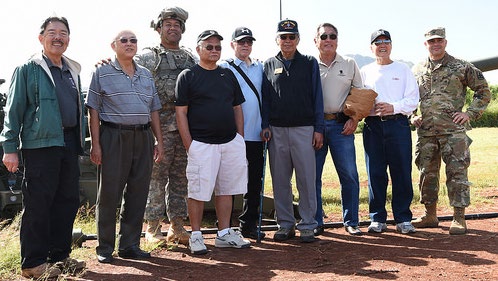 SCHOFIELD BARRACKS, Hawaii (Nov. 14, 2015) – Soldiers, veterans, and family members of the 487th Field Artillery attend a reunion held at Area X, Schofield’s artillery firing range. The reunion, which is to celebrate the 50th anniversary of the 487th, was accompanied by a reenlistment ceremony, static displays showcasing the various vehicles and equipment the 487th uses, and a live fire demonstration.