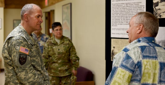 Lt. Gen. Timothy J. Kadavy, director of the Army National Guard, is shown the history of a Hawaii Emergency Management Agency facility in Diamond Head, Hawaii.