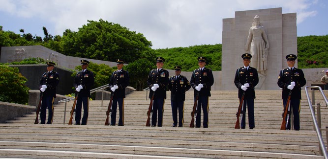 The firing team from the 3rd U.S. Infantry, traditionally known as “The Old Guard,” awaits firing the salute honoring the fallen Congressman Soldier. The Old Guard is the Army’s official ceremonial unit and escort to the president and the oldest active-duty infantry unit in the Army, serving our nation since 1784.