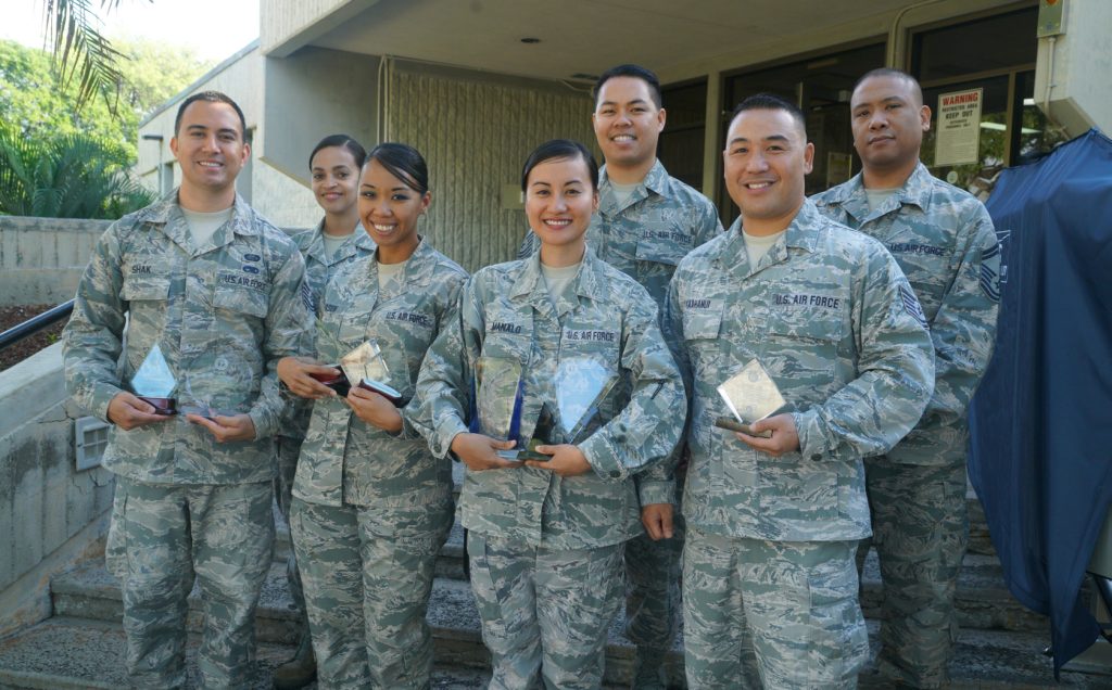 Members of the Hawaii Air National Guard recruiting team recently received a series of national level recruiting awards for excellence in their recruiting efforts.