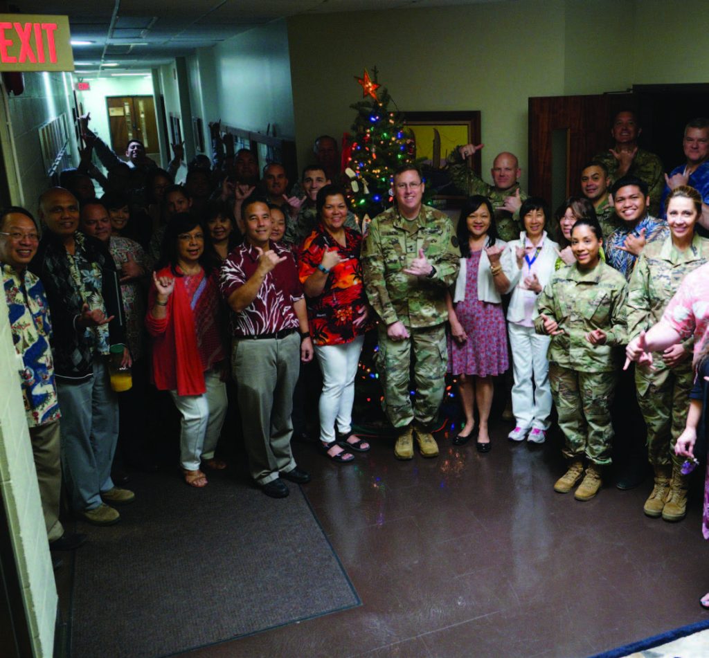 The Hawaii State Department of Defense family got into the holiday mood starting with the annual Christmas Tree trimming event followed by the Christmas luncheon.