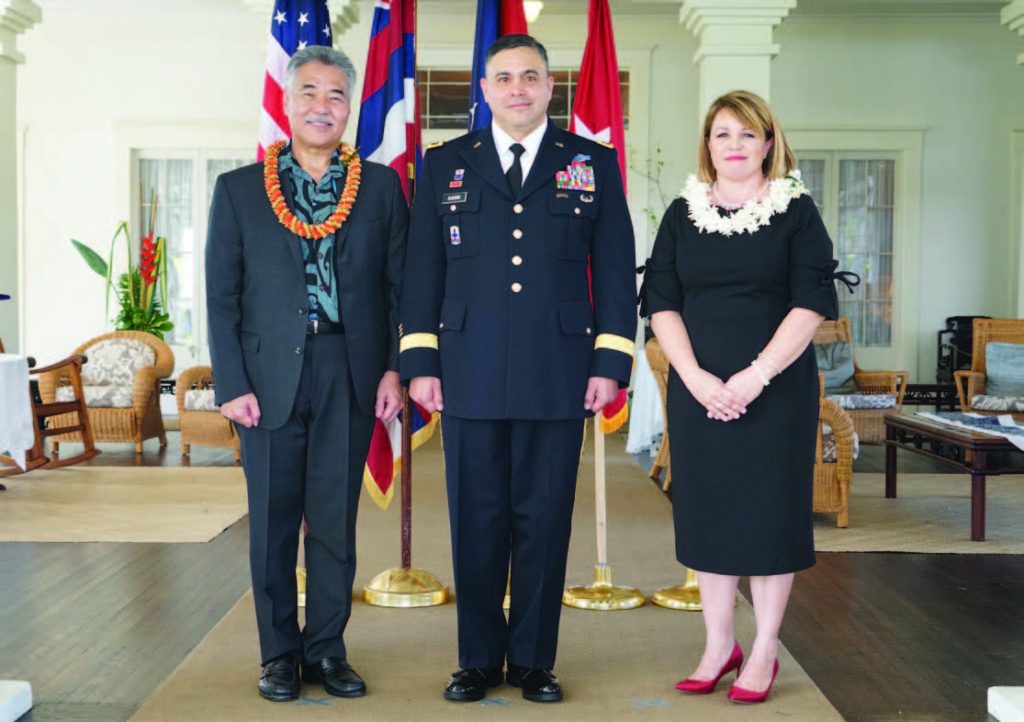 January 16 2018, a promotion ceremony was held for Brig. Gen. Moses Kaoiwi Jr. at the Governor’s residence at Washington Place. General Kaoiwi is assigned as the Director of the Joint Staff for the Hawaii National Guard. Gen. Kaoiwi has severed in the HIARNG for the past 35 years.