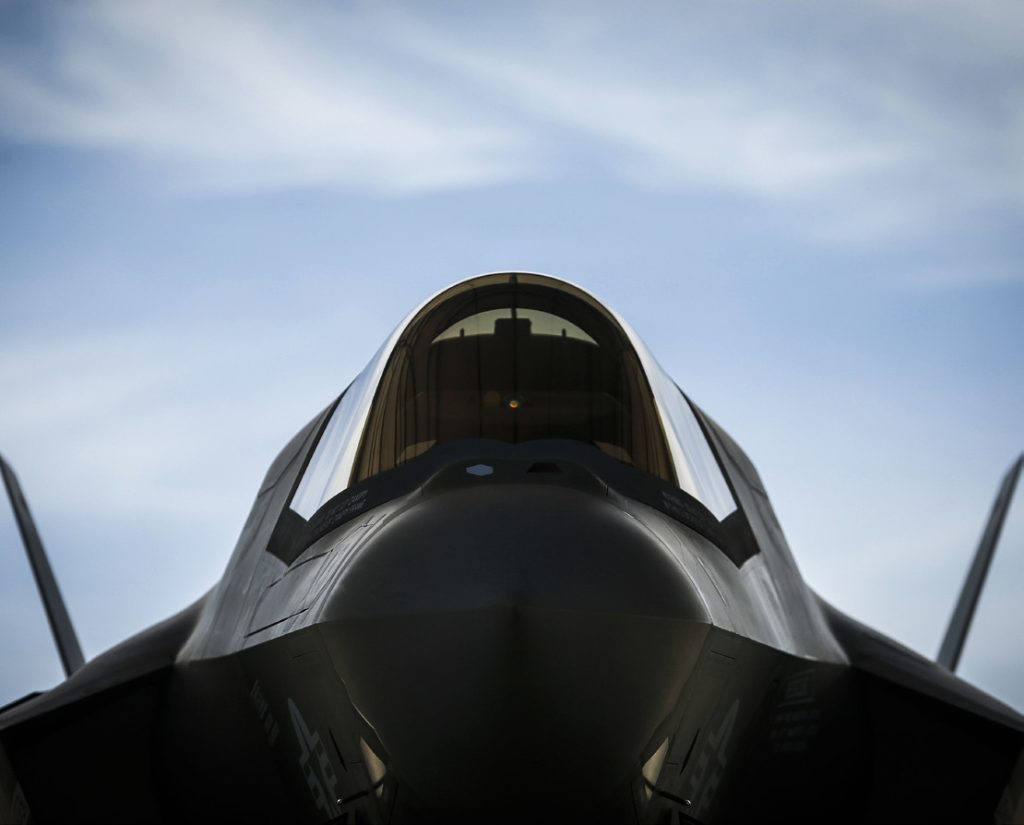 A U.S. Marine Corps F-35B Lightning II assigned to Marine Fighter Attack Detachment 211, 13th Marine Expeditionary Unit (MEU), is displayed during a media day at Joint Base Pearl Harbor-Hickam, during a regularly scheduled deployment of Essex Amphibious Ready Group (ARG) and 13th MEU, July 21, 2018. (U.S. Marine Corps Photo by Sgt. Aaron S. Patterson)