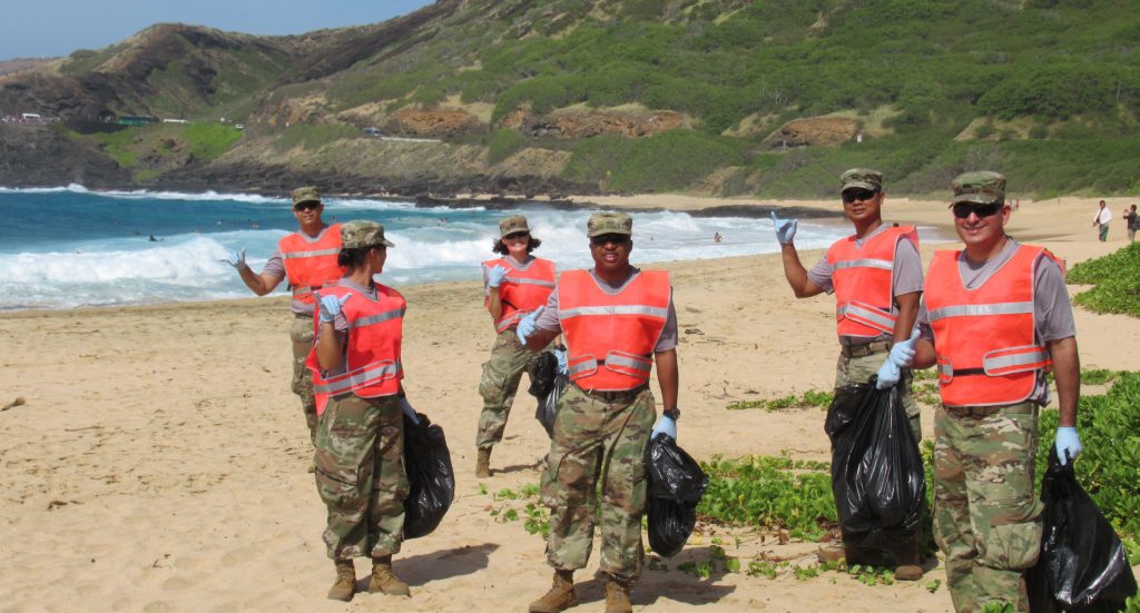 Warrant Officer Candidates from Class 19-001 conducted a beach cleanup of Sandy (Wawamalu) Beach Park on Aug. 3, 2019 as an opportunity for team building within the class and more importantly, to build a rapport with the local community. It was hot, but successful.