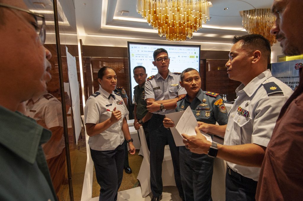 Medical experts from the Hawaii Air National Guard, Tentara Nasional Indonesia, and Hawaii Civil agencies brainstorm pandemic response strategies during a Pandemic Subject Matter Expert Exchange between the HIANG and Indonesian Armed Forces held Jun. 18 , 2019 in Jakarta, Indonesia. The SMEE was part of the State Partnership Program which links a state’s National Guard with a partner nation in support of mutual interests. The program is held to foster positive relations and to build capacity with partner countries. (U.S. Air National Guard photo by Senior Airman Orlando Corpuz)