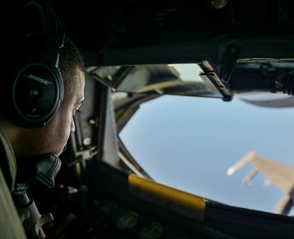 U.S. Air Force Technical Sergeant Shane Williams, 203rd Air Refueling Squadron Boom Operator, refuels a F-16 Fighting Falcon from Tulsa Air National Guard Base in Tulsa, Oklahoma, during the Sentry Aloha exercise at Joint Base Pearl Harbor-Hickam, August 27, 2019. Aircraft from around the world took part in Joint Exercise Sentry Aloha, a three week coalition exercise at Joint Base Pearl Harbor-Hickam in Honolulu, Hawaii. (U.S. Air National Guard Photo by Airman First Class Adam Smith)