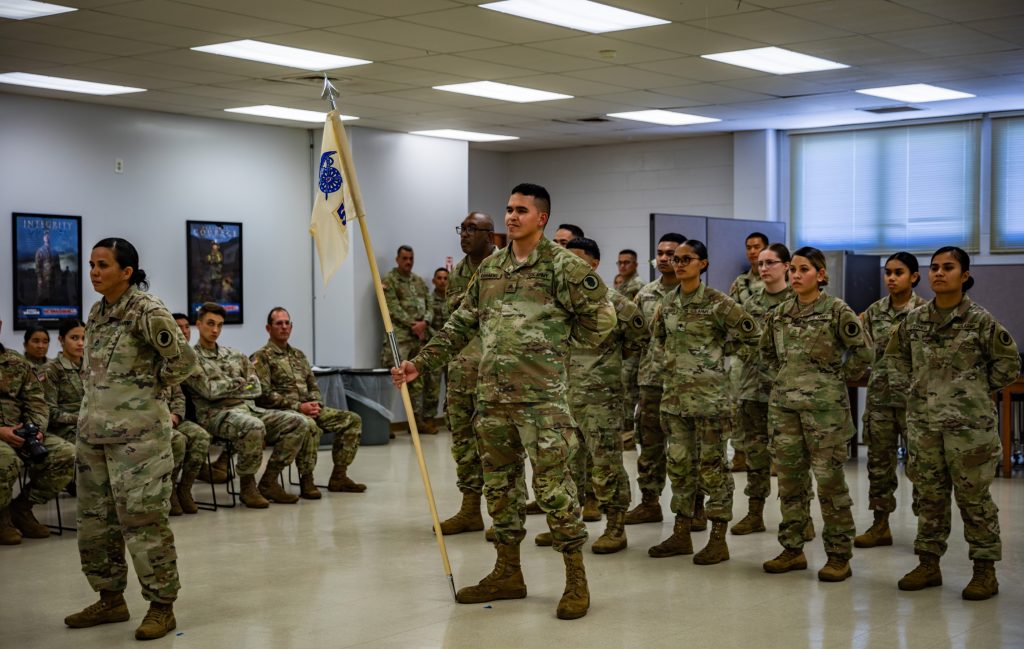 U.S. Soldiers assigned to the 50th Quartermaster Detachment (50 QM), 103rd Troop Command, Hawai‘i Army National Guard, participate in a unit activation ceremony for the 50 QM at Waiawa Armory, Pearl City, Hawai‘i, Feb. 3, 2024. The mission of the 50 QM is to provide field feeding support for up to 700 personnel at the Echelons Above Brigade level as well as provide National Guard Civil Support throughout Hawaii. (U.S. Army National Guard photo by Sgt. Lianne M. Hirano)