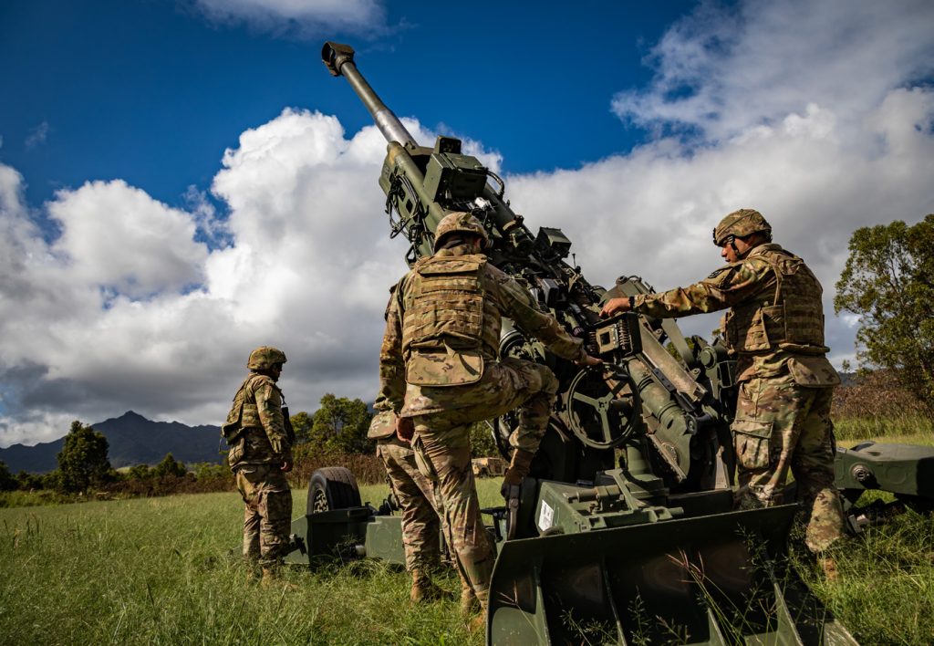 U.S. Soldiers assigned to Charlie Company, 1st Battalion, 487th Field Artillery Regiment (1-487 FA), 29th Brigade Support Battalion, Hawaii Army National Guard conduct fire support certification at Schofield Barracks, Hawaii, Jan. 6, 2024. Soldiers conduct certification on various weapon platforms to maintain proficiency to validate combat capabilities and readiness. (U.S. Army National Guard photo by Staff Sgt. Matthew A. Foster)