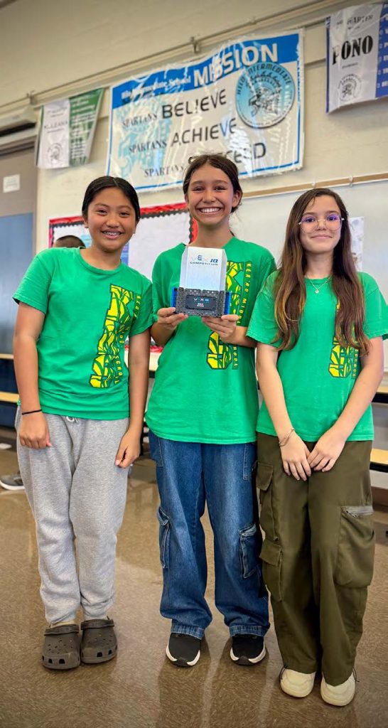 STARBASE/Kea‘au Puna Techs Team 5432A winning the Build Award at Big Island League Finals. (Ken Smith photo)