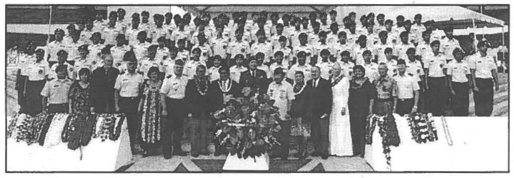 The VIPS join the Youth CHalleNGE Academy corpsmembers at the Hawaii State Veterans Cemetery ceremony.