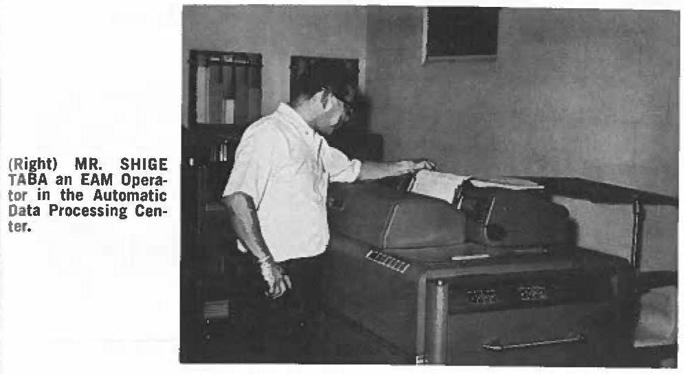 MR. SHIGE TABA an EAM Operator in the Automatic Data Processing Center.