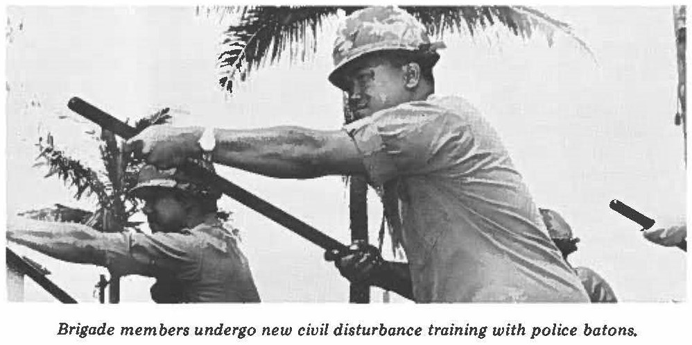 Brigade members undergo new civil disturbance training with police batons