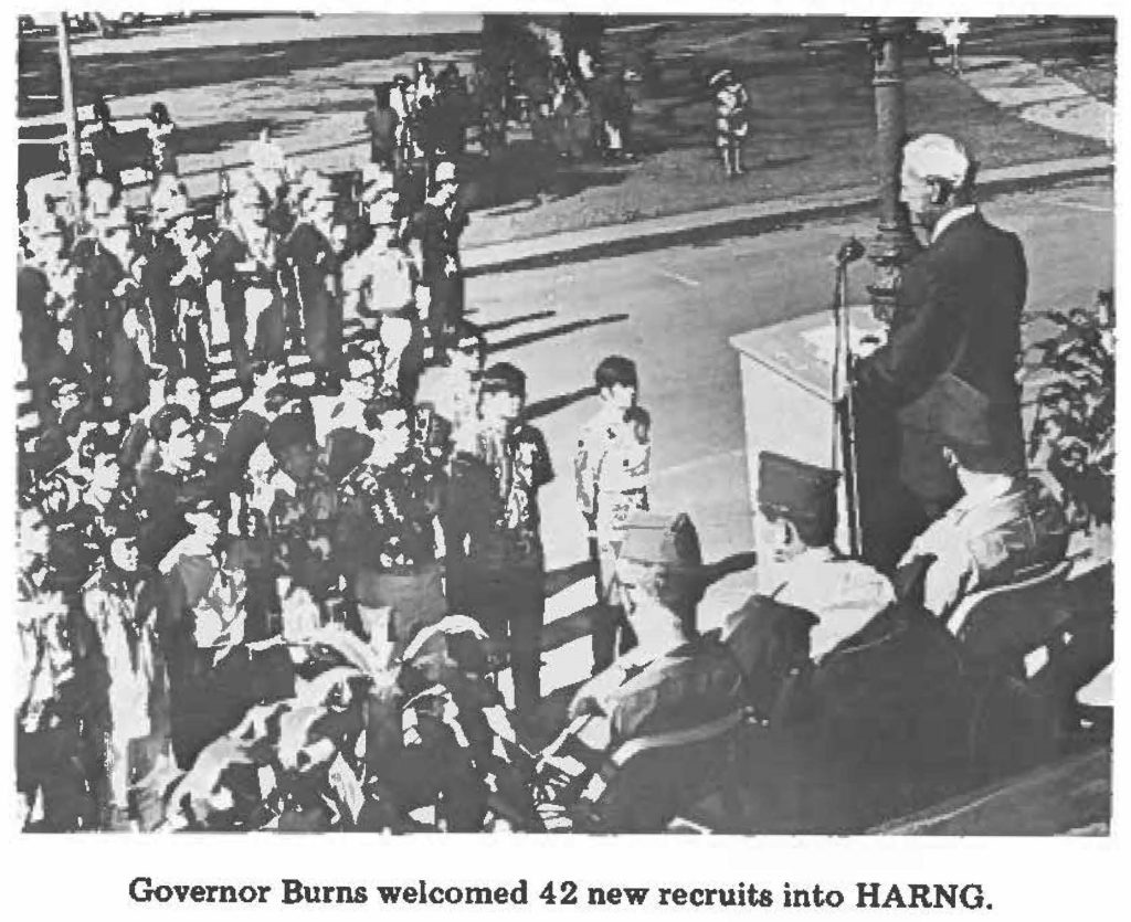 Governor Burns welcomed 42 new recruits into HARNG