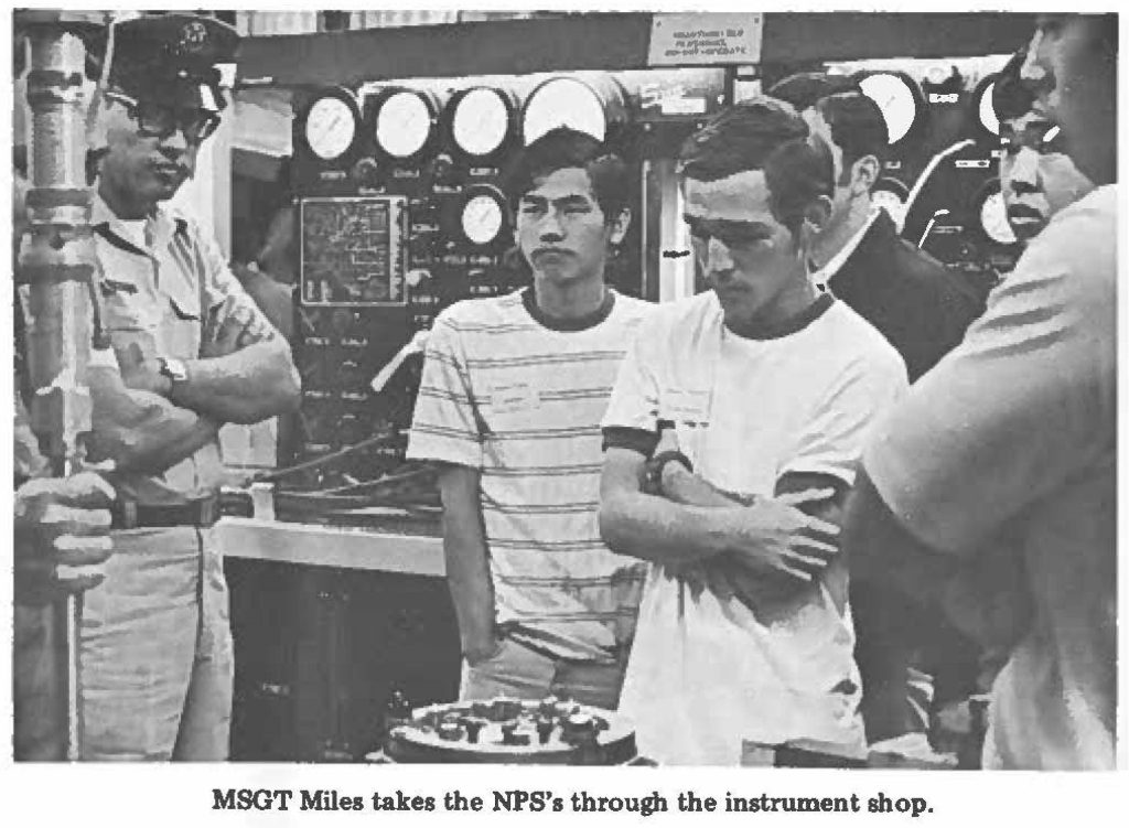 MSGT Miles takes the NPS's through the instrument shop.