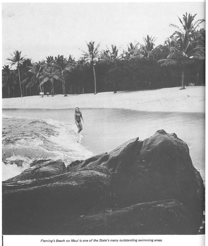 Fleming's Beach on Maui is one of the State's many outstanding swimming areas