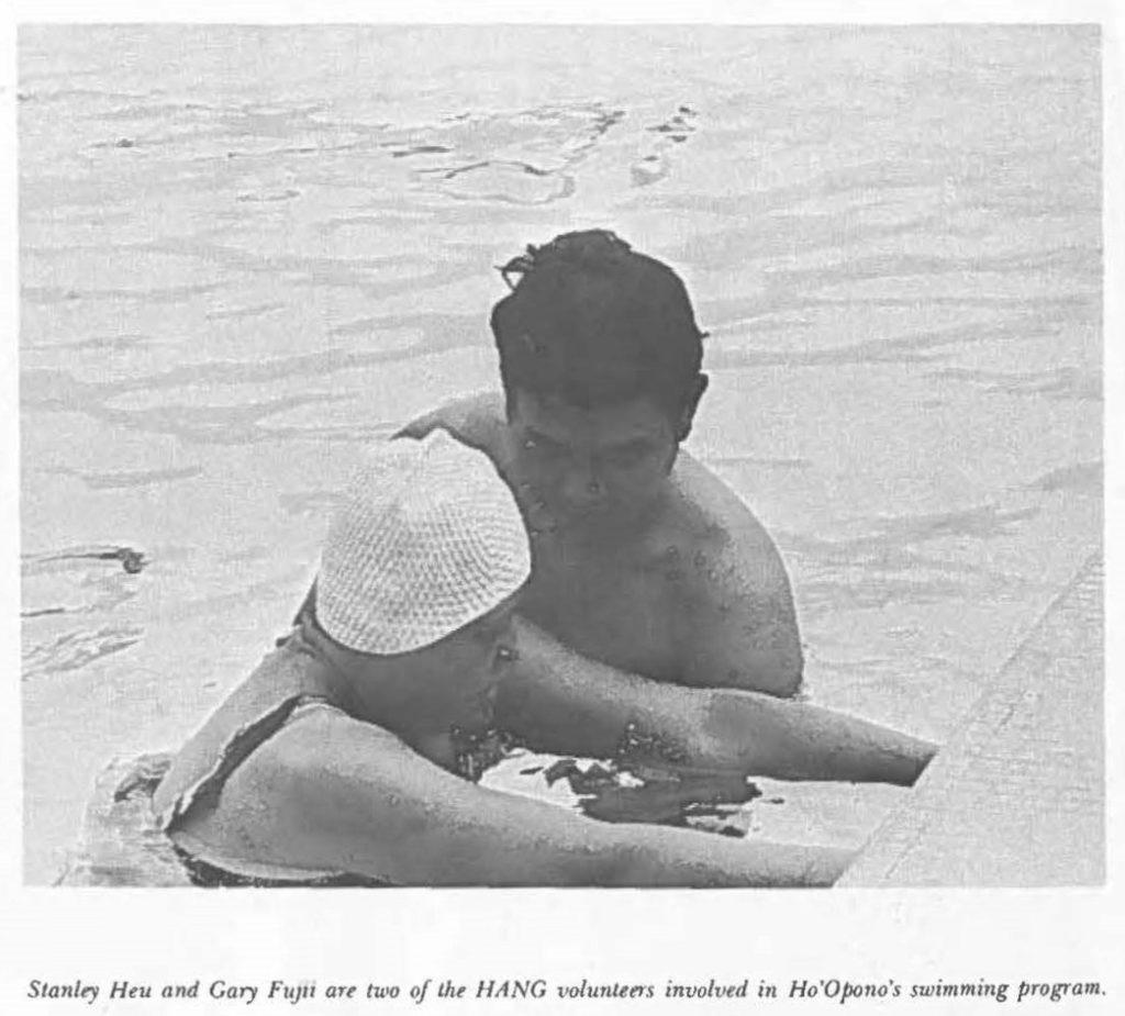 Stanley Heu and Gary Fujii are two of the HANG volunteers involved in Ho'Opono's swimming program.