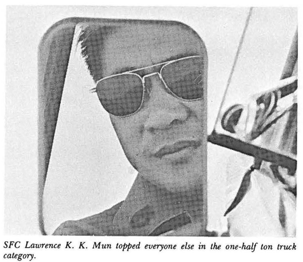 SFC Lawrence K. K. Mun topped everyone else in the one-half ton truck category.