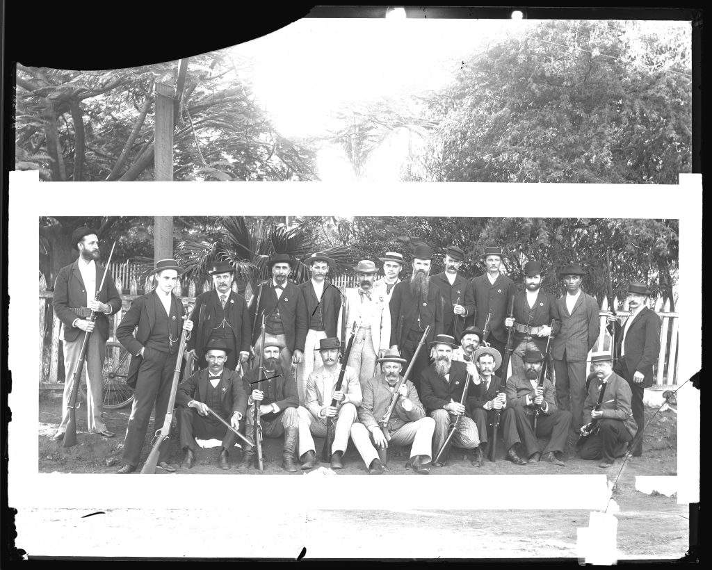 1895. CITIZENS GUARD - Members of Makiki Squad, in command of Sergeant W.O. Atwater. Revolution of 1895