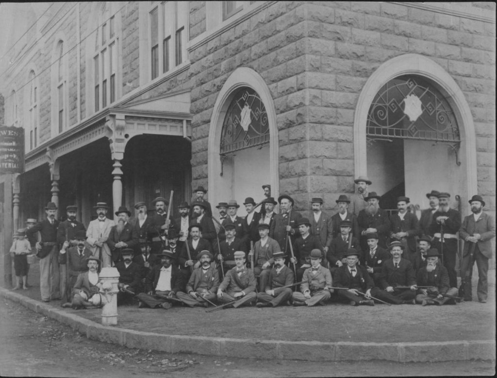 1895. CITIZENS GUARD - Members of the Masonic Temple Squad, in command of Sergeant H.H. Williams. Revolution of 1895