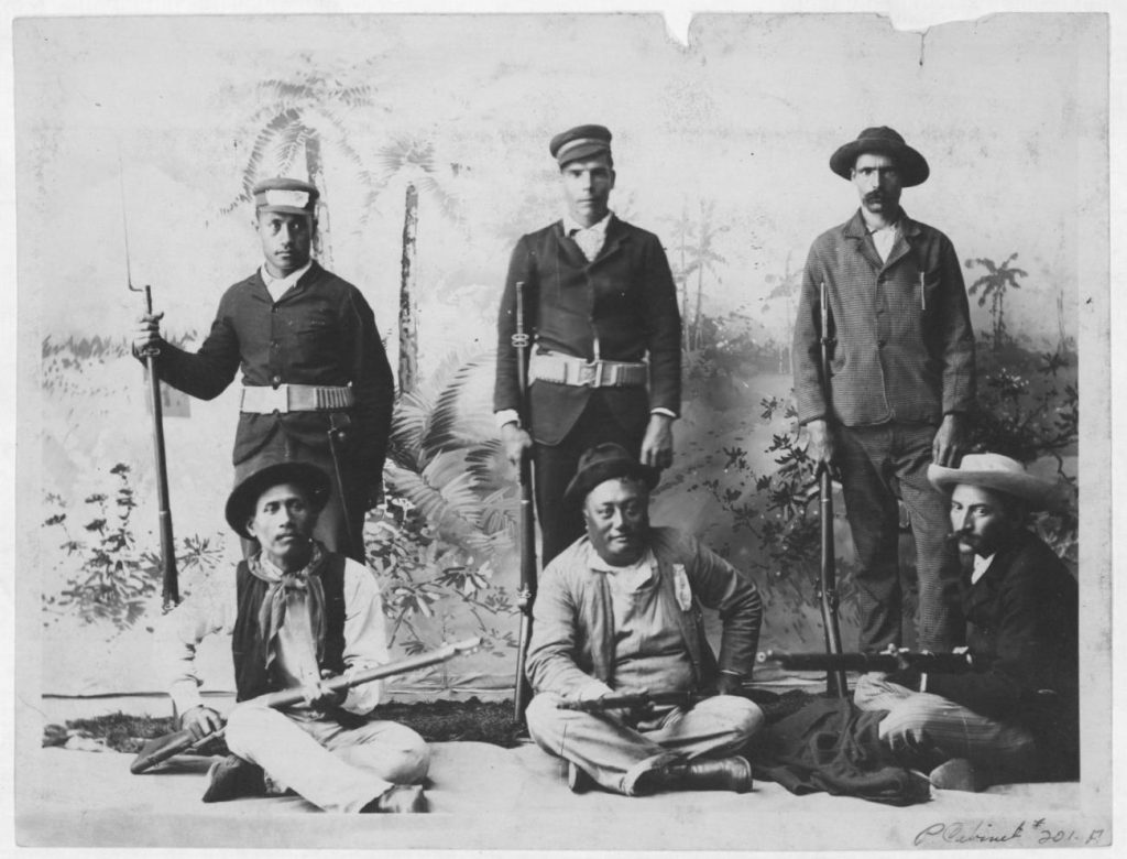 1895. CITIZENS GUARD - Nuuanu Valley Squad - In charge of the water reservoirs in Nuuanu Valley which feeds the water mains of the city. Revolution of 1895