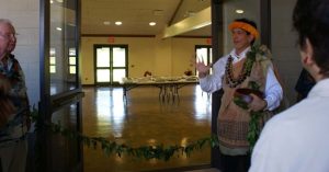 The newly dedicated Oahu Veterans Center is blessed by Kahu Keahi Renaud from the Temple of Pu’ukohola Heiau.