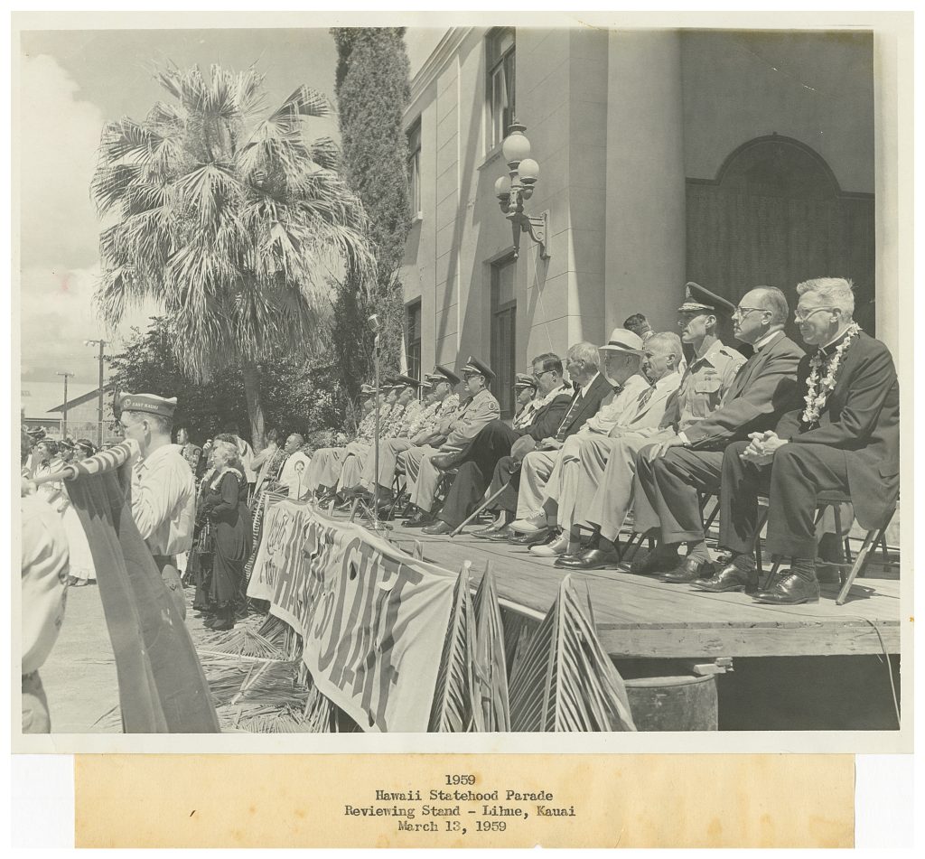 March 13, 1959 Hawaii Statehood parade Reviewing Stand – Lihue, Kauai