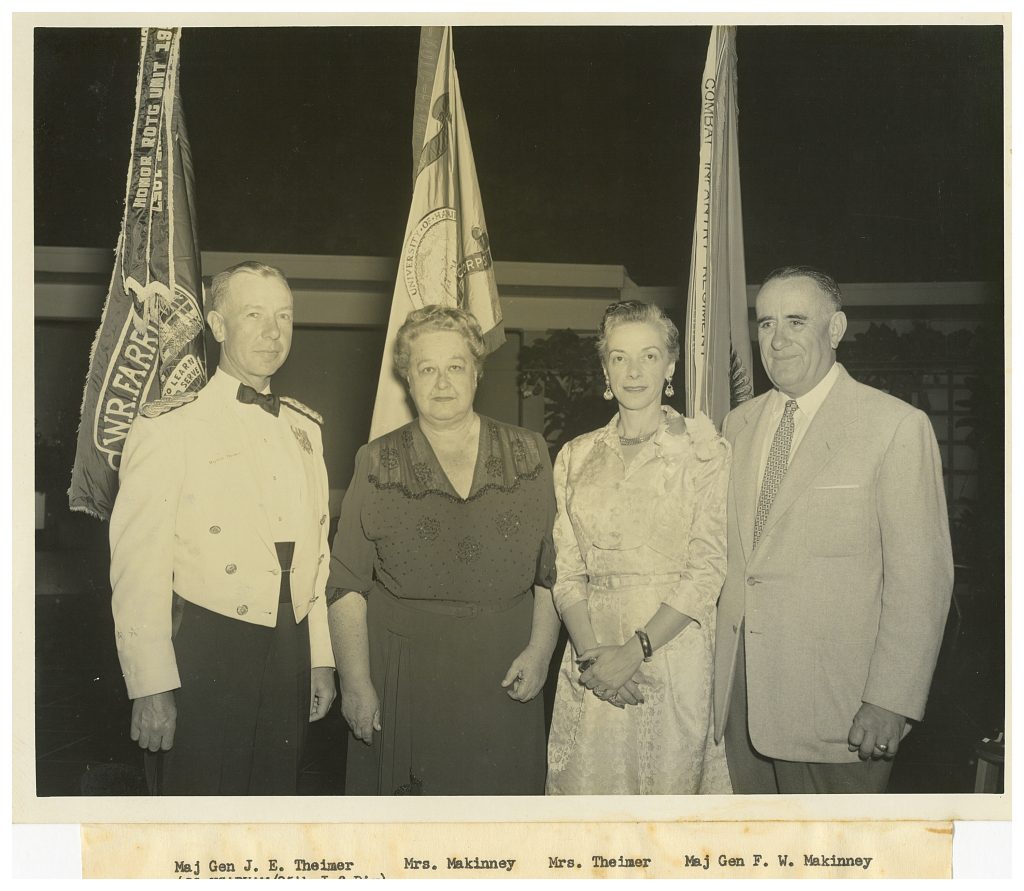 Left to Right: Maj. Gen. J. E. Theimer Mrs. Makinney, Mrs. Theimer, Maj Gen F. W. Makinney