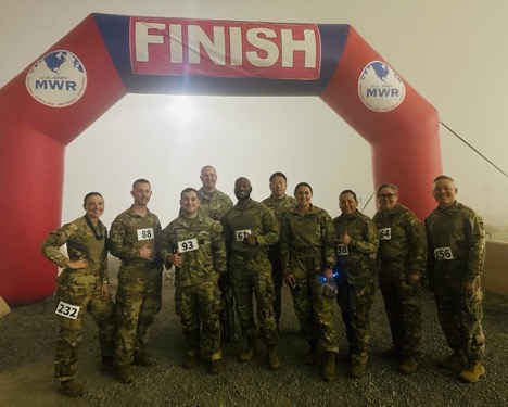 Soldiers from the 1950th Contingency Contracting Team took on the challenge of the Norwegian Foot March Badge (Marsjmerket) at Camp Arifjan, Kuwait, during Operation Spartan Shield. The 8.6 mile ruck with a 25-pound pack is one of the most demanding foreign military endurance events.