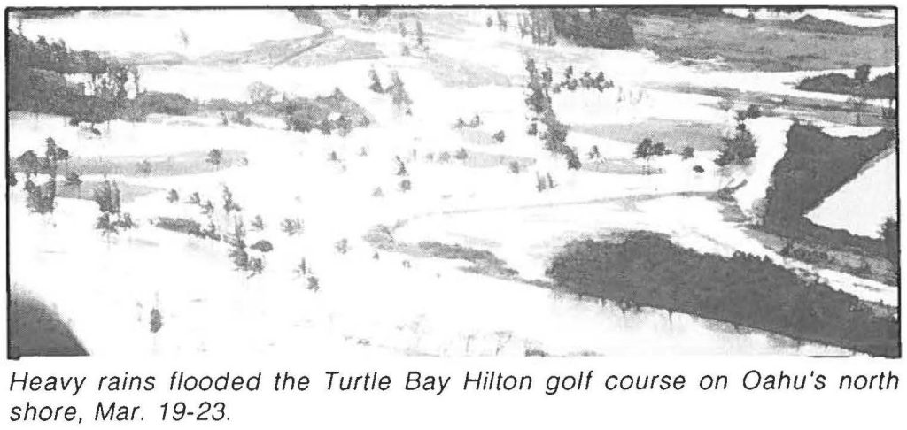 Heavy rains flooded the Turtle Bay Hilton golf course on Oahu's north shore, Mar. 19-23.
