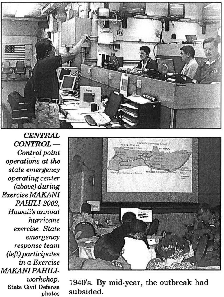 State emergency response team (left) participates in a Exercise MAKANI PAHILI workshop. 20 State Civil Defense photos