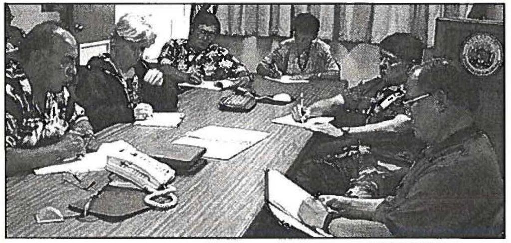 TERROR CONFERENCING - State emergency operations staff on the teleconference bridge for coordination of Hawaii's response to the terrorist strikes of 9-11. State Civil Defense photos