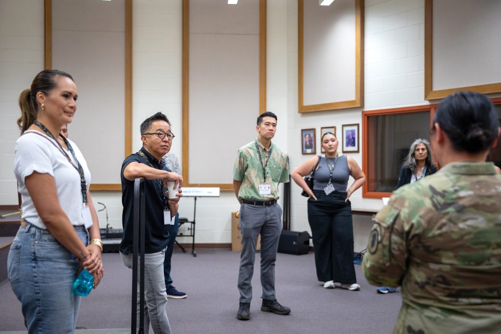 Sen. Brandon Elefante, Sen. Glenn Wakai and Sen. Samantha DeCorte spent the day touring the Hawai’i Army National Guard (HIARNG) facilities on July 23rd, 2025. The senators had the opportunity to tour Waiawa Armory, Bowers Armory, Army Aviation Support Facility #1, the 29th Infantry Brigade Combat Team Readiness Center and the Rainbow Hangar. During the visit, the senators got to learn about the HIARNG’s wide range of capabilities and their support to federal and state missions. They also met some of the full-time leaders and staff who described the detailed functions of the various units in the HIARNG. The HIARNG speakers included Col. Damon Hogsten, Chief of Staff for the HIARNG, Command Sgt. Maj. Ronald Biancaniello, Command Sergeant Major of the 29th Infantry Brigade Combat Team and Col. Wesley Kawakami, Commander of the 29th Infantry Brigade Combat Team. – Hawai‘i Army National Guard photos by Sgt. Casandra Ancheta