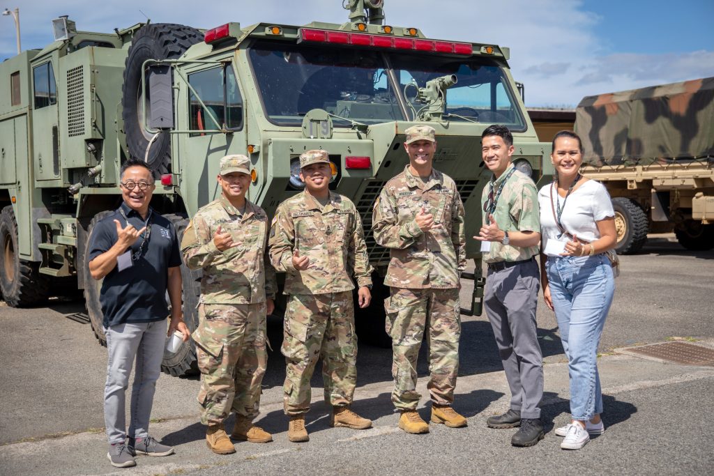 Sen. Brandon Elefante, Sen. Glenn Wakai and Sen. Samantha DeCorte spent the day touring the Hawai’i Army National Guard (HIARNG) facilities on July 23rd, 2025. The senators had the opportunity to tour Waiawa Armory, Bowers Armory, Army Aviation Support Facility #1, the 29th Infantry Brigade Combat Team Readiness Center and the Rainbow Hangar. During the visit, the senators got to learn about the HIARNG’s wide range of capabilities and their support to federal and state missions. They also met some of the full-time leaders and staff who described the detailed functions of the various units in the HIARNG. The HIARNG speakers included Col. Damon Hogsten, Chief of Staff for the HIARNG, Command Sgt. Maj. Ronald Biancaniello, Command Sergeant Major of the 29th Infantry Brigade Combat Team and Col. Wesley Kawakami, Commander of the 29th Infantry Brigade Combat Team. – Hawai‘i Army National Guard photos by Sgt. Casandra Ancheta