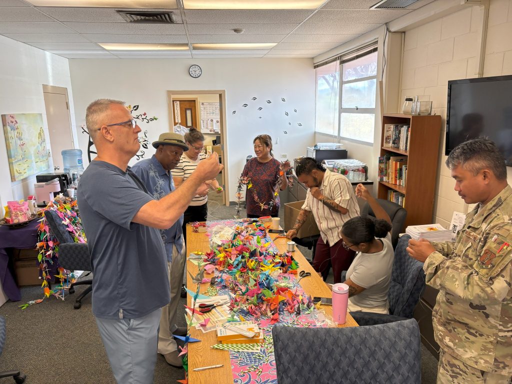 The Hawai’i National Guard presented the return of the Messages of Hope crane display at the Navy Exchange Mall. Located on the second floor, this collaborative effort united teams from the 154th Wing Directorate of Psychological Health, Behavioral Health, Family Readiness Center and more — raising awareness about suicide prevention and mental health. Thousands of hand-folded origami cranes carry heartfelt messages of encouragement, brightening days and fostering mental health awareness for all patrons and visitors. This was the third straight year that Hawai‘i National Guard family care teams brought the inspiring initiative to life, strengthening bonds within our special community. If you or someone you know needs support, reach out anytime: Dial 988 for the National Suicide Prevention Lifeline, or for service members and veterans, call 988 and press 1 for the Veterans Crisis Line. Your well-being matters — help is just a call away. — U.S. Air National Guard photos