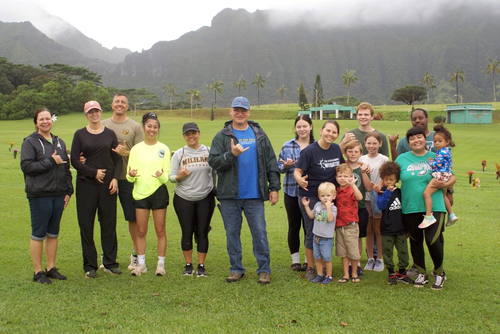A very big mahalo and appreciation to the members of the 298th Air Defense Group, Hawaiʻi Air National Guard (HIANG). Every week, members from the 298th Air Defense Group help pick up brown flowers at the grave markers and/or columbarium at the Hawaiʻi State Veterans Cemetery in Kāne‘ohe. Col. Keolani Bailey, Command Sgt. Bradley Spencer, Master Sgt. Kehau Villa-Hashimoto, Tech Sgt. Mathew Young, Airman 1st Class Noalei Malacas and  Airman 1st Class Jayton Pestana were joined by friends & family in the cleanup.