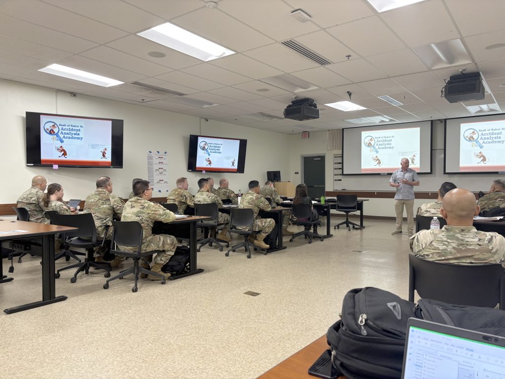 Clemente spoke to safety officers, commanders and professionals during the session. (Hawai‘i Army National Guard photo)