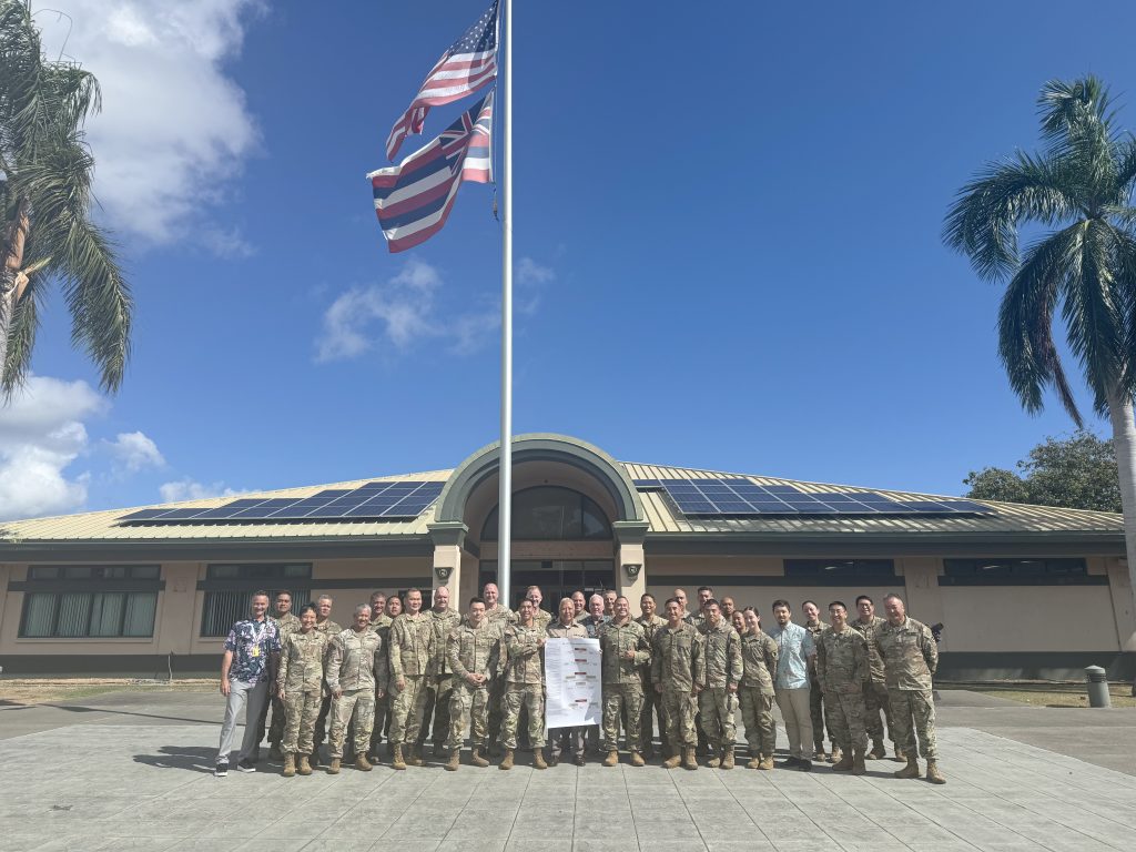 Hawai‘i Army National Guard and South Dakota Army National Guard participants gathered with Brig. Gen. Tyson Tahara and instructor Mr. Thomas Clemente following Human Factors Accident Classification System (HFACS) training at the 298th Regional Training Institute on Sept. 7. (Hawai‘i Army National Guard photo)