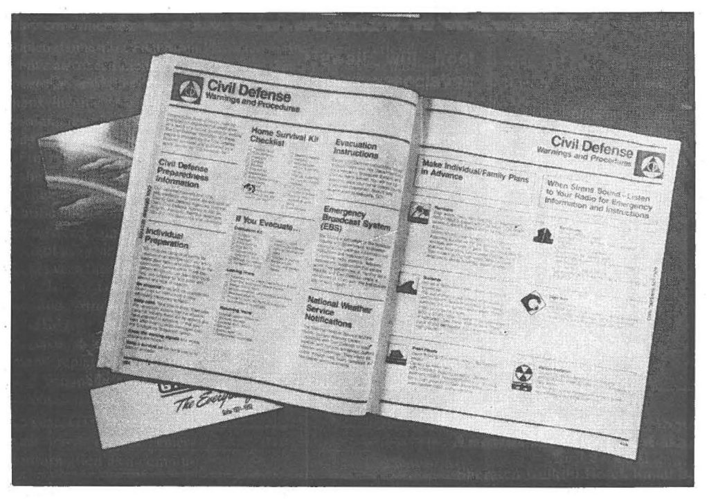Updated Civil Defense warnings published in 1991 telephone directories