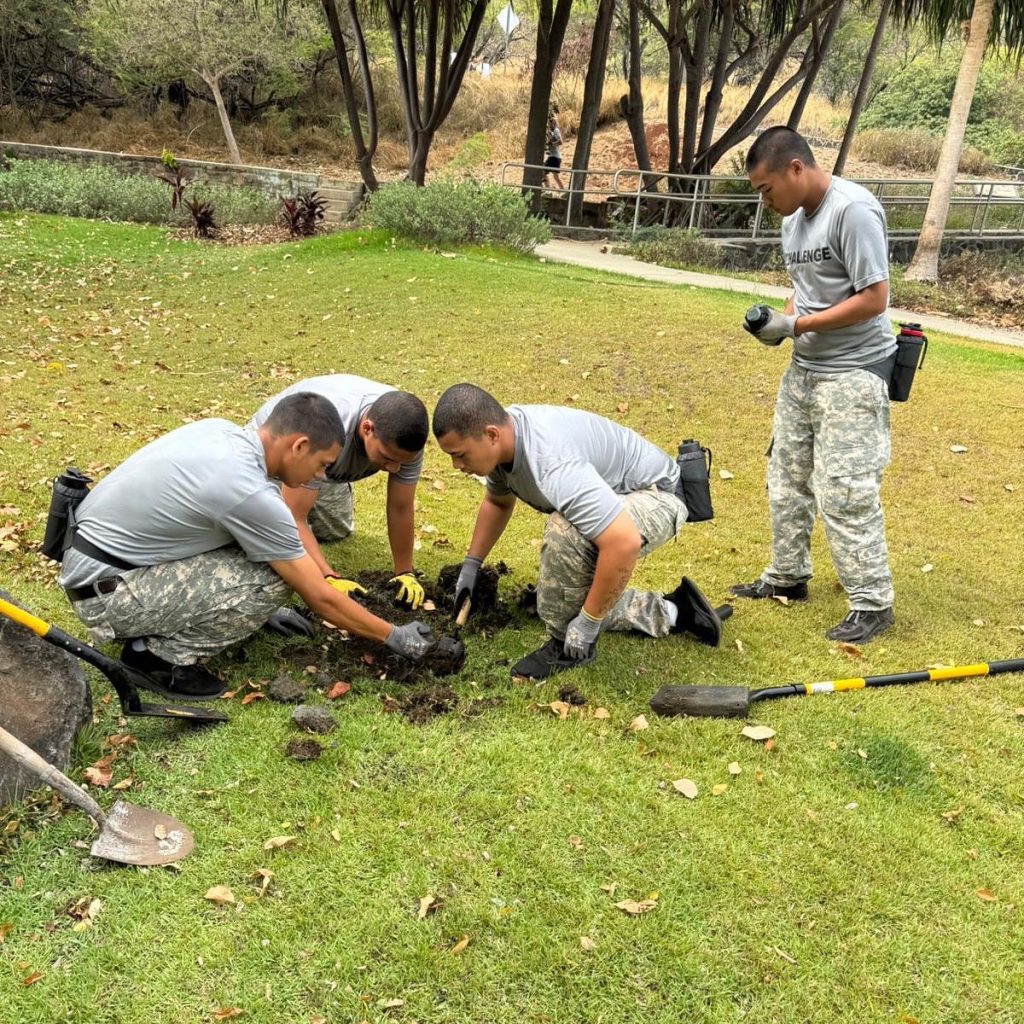 Hawai‘i Youth Challenge Academy (YCA) cadets helped near Diamond Head Crater as part of a Service to Community missions. (YCA photo)