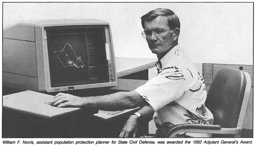 William F. Norris, assistant population protection planner for State Civil Defense, was awarded the 1992 Adjutant General's