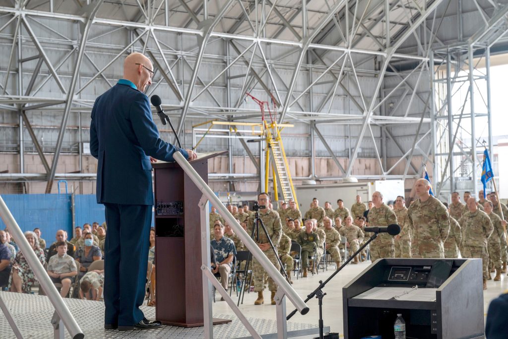 On Jan. 11, 2026, Maj. Gen. Joseph Harris II relinquished command of the Hawai‘i Air National Guard to Brig. Gen. Phillip L. Mallory. The ceremony was held at Joint Base Pearl Harbor-Hickam with Airmen, family, friends and past and present military leaders and dignitaries present. Brig. Gen. Mallory now leads more than 2,500 Hawaii Air National Guard Airmen delivering F-22, KC-135, and C-17 capabilities, along with critical command and control, intelligence, and airspace operations across the Indo-Pacific and around the globe — ensuring readiness to protect life, limb, and property in support of the Governor of the State of Hawaiʻi. Mahalo Maj. Gen. Harris for nearly six years of exceptional leadership and aloha to Brig. Gen. Mallory.